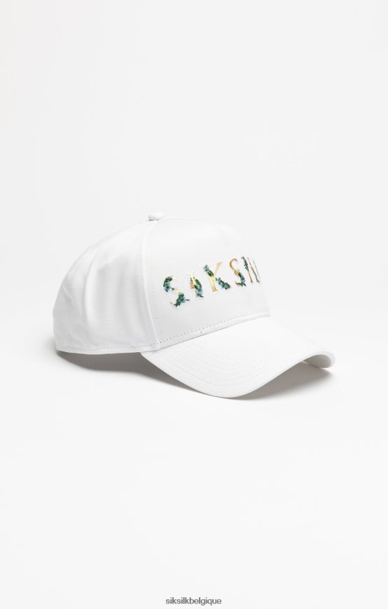 casquette trucker blanche à broderie florale accessoire unisexe SikSilk AS2ZD234