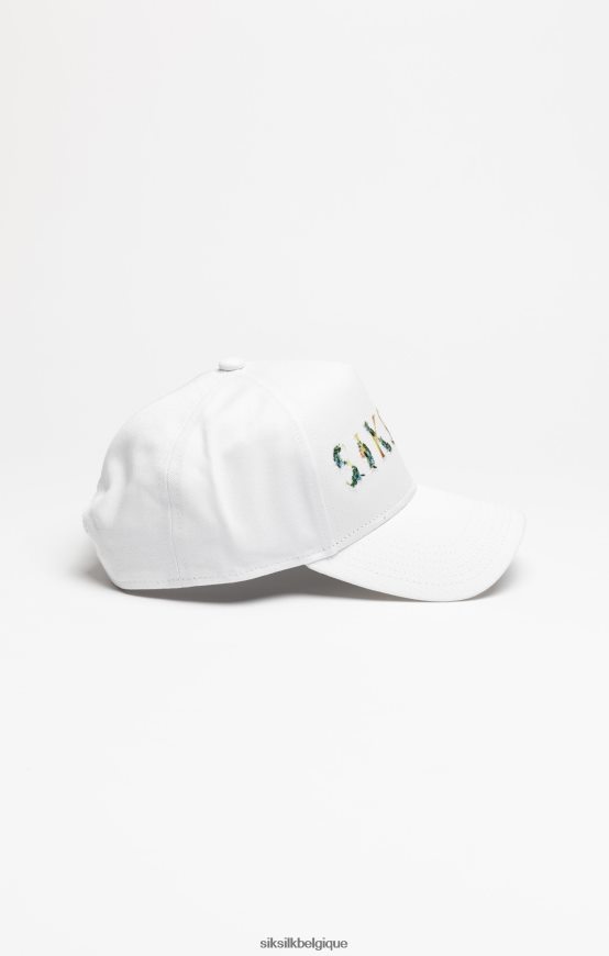 casquette trucker blanche à broderie florale accessoire unisexe SikSilk AS2ZD234
