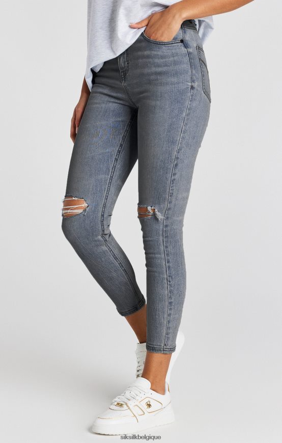 jean en denim vieilli bleu délavé vêtements femmes SikSilk AS2ZD188