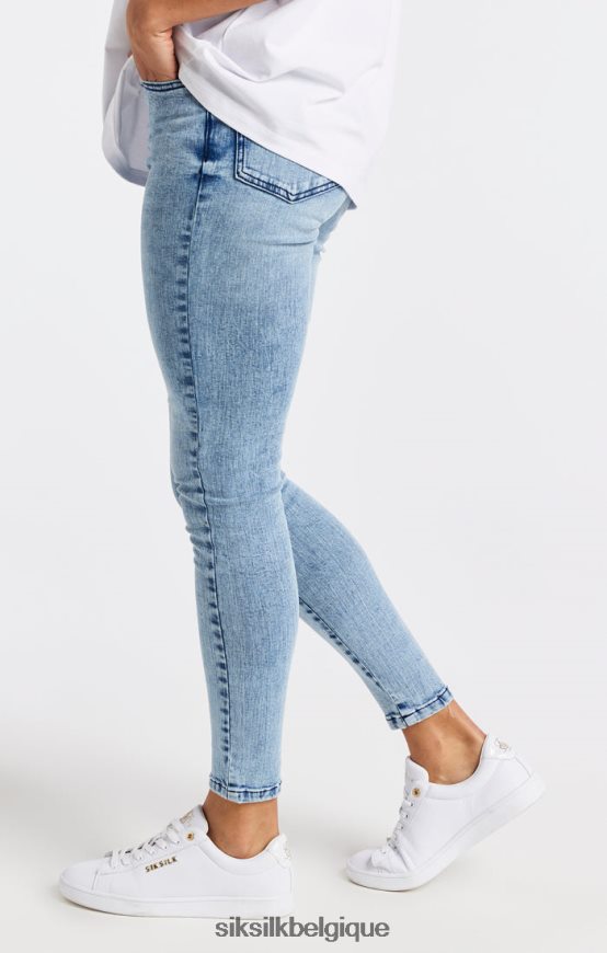 jean skinny essentiel à délavage clair vêtements femmes SikSilk AS2ZD193