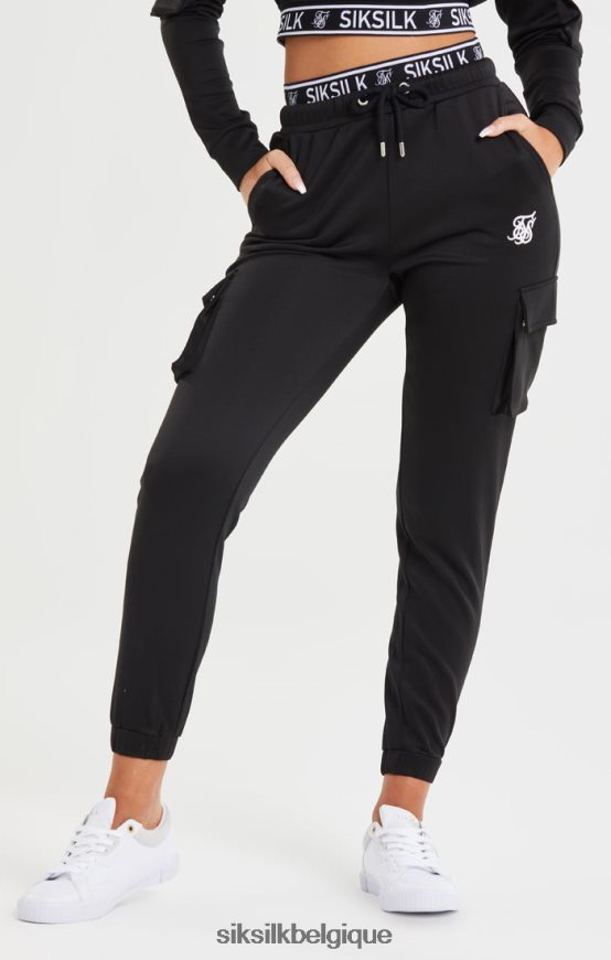 pantalon de jogging noir à poche cargo vêtements femmes SikSilk AS2ZD157