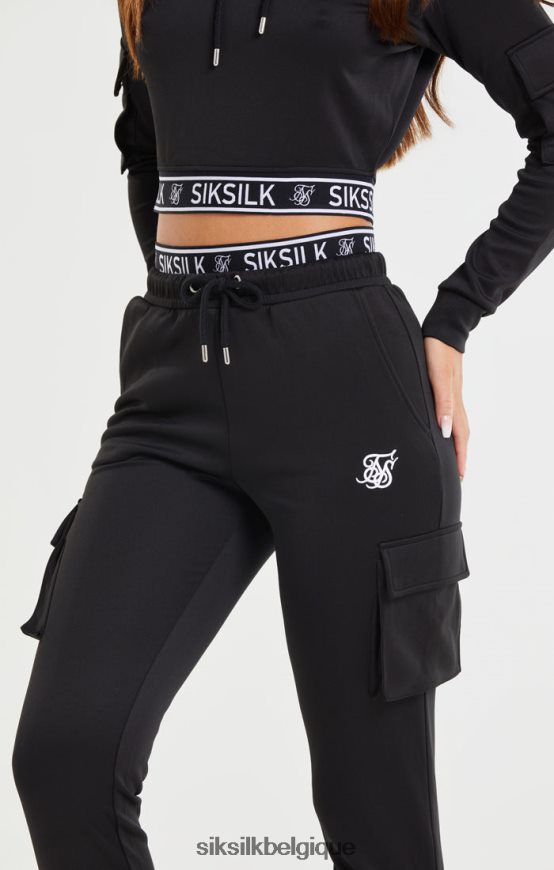 pantalon de jogging noir à poche cargo vêtements femmes SikSilk AS2ZD157