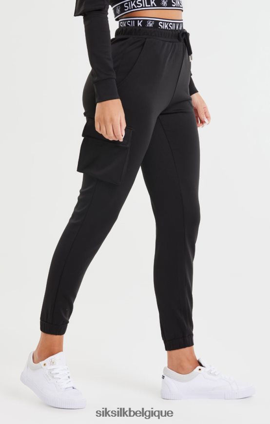 pantalon de jogging noir à poche cargo vêtements femmes SikSilk AS2ZD157