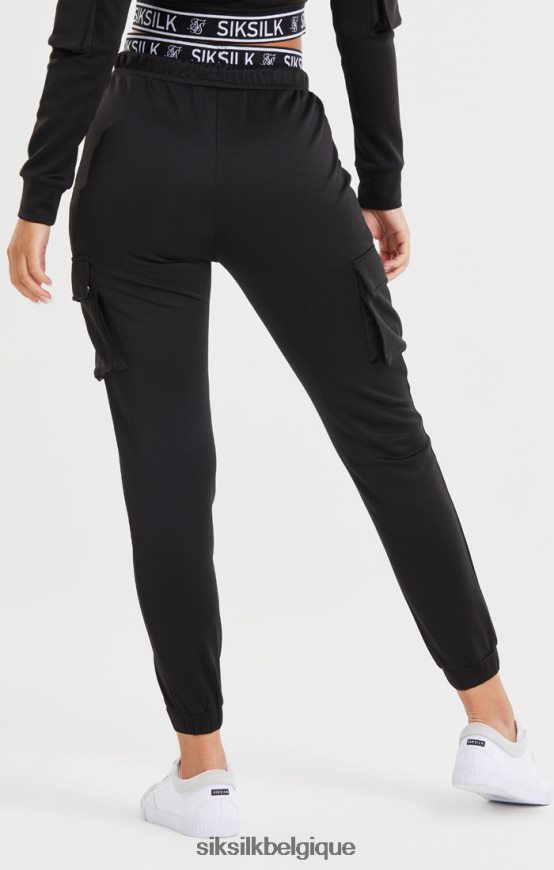pantalon de jogging noir à poche cargo vêtements femmes SikSilk AS2ZD157