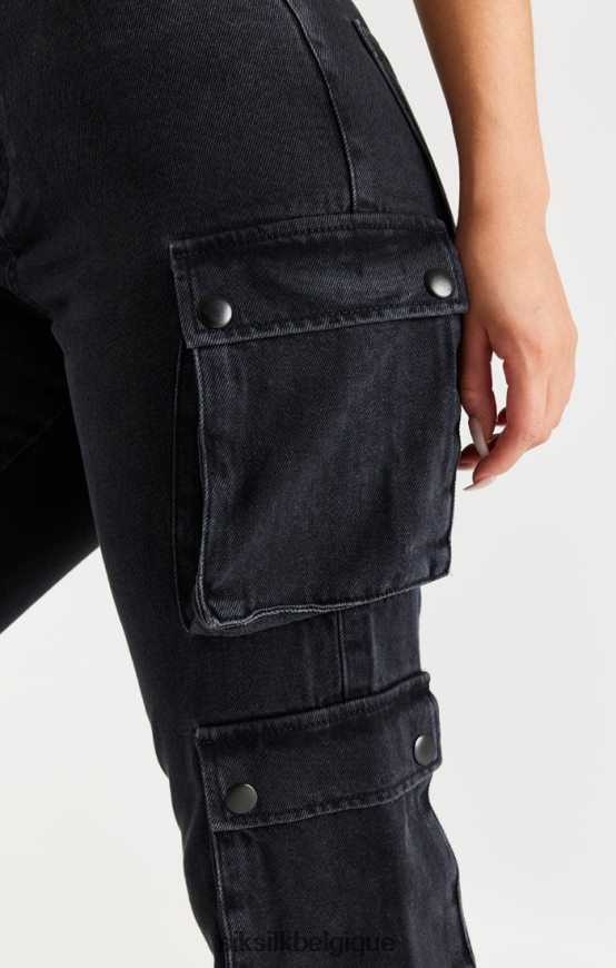 cargo en jean noir vêtements femmes SikSilk AS2ZD187
