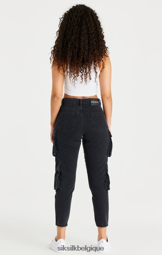 cargo en jean noir vêtements femmes SikSilk AS2ZD187