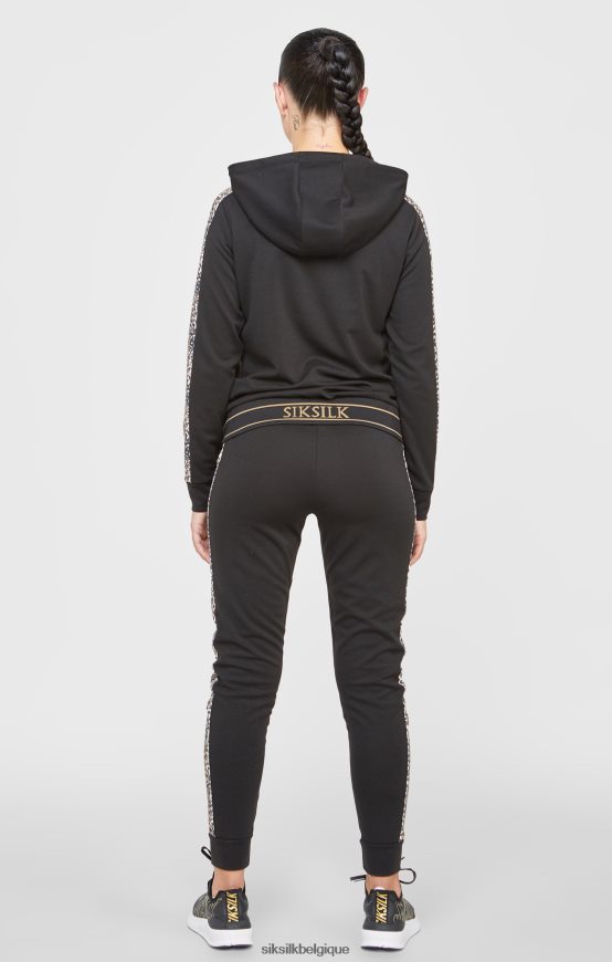 pantalon de survêtement noir à imprimé léopard vêtements femmes SikSilk AS2ZD174
