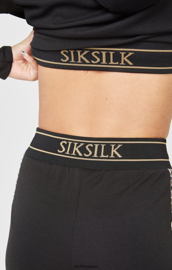 pantalon de survêtement noir à imprimé léopard vêtements femmes SikSilk AS2ZD174