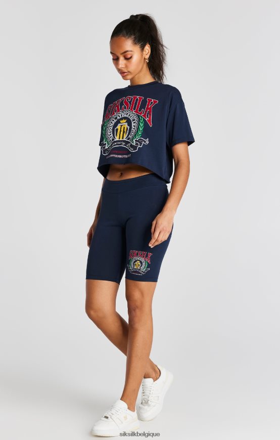short cycliste universitaire bleu marine vêtements femmes SikSilk AS2ZD194