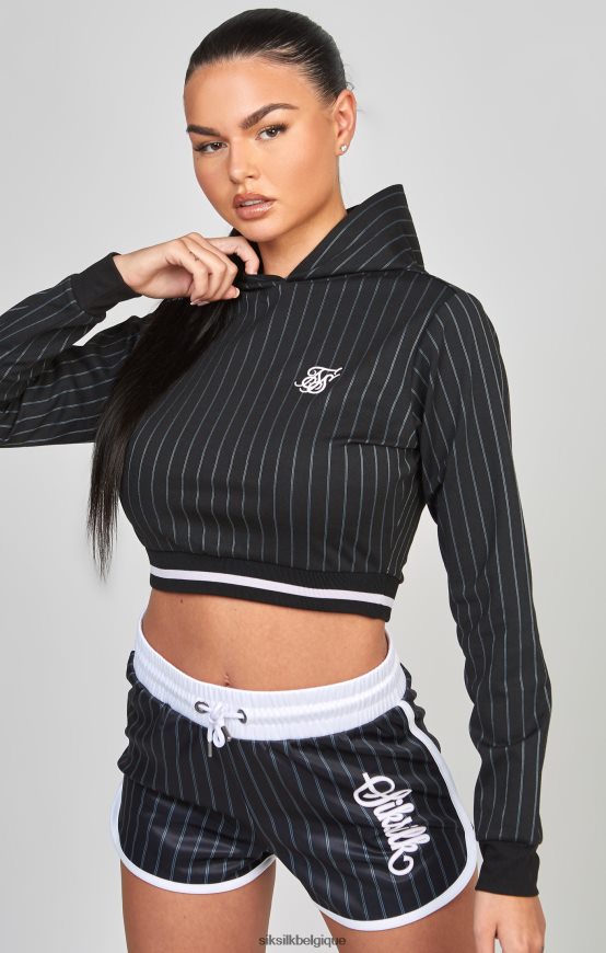 haut de survêtement court universitaire noir vêtements femmes SikSilk AS2ZD85
