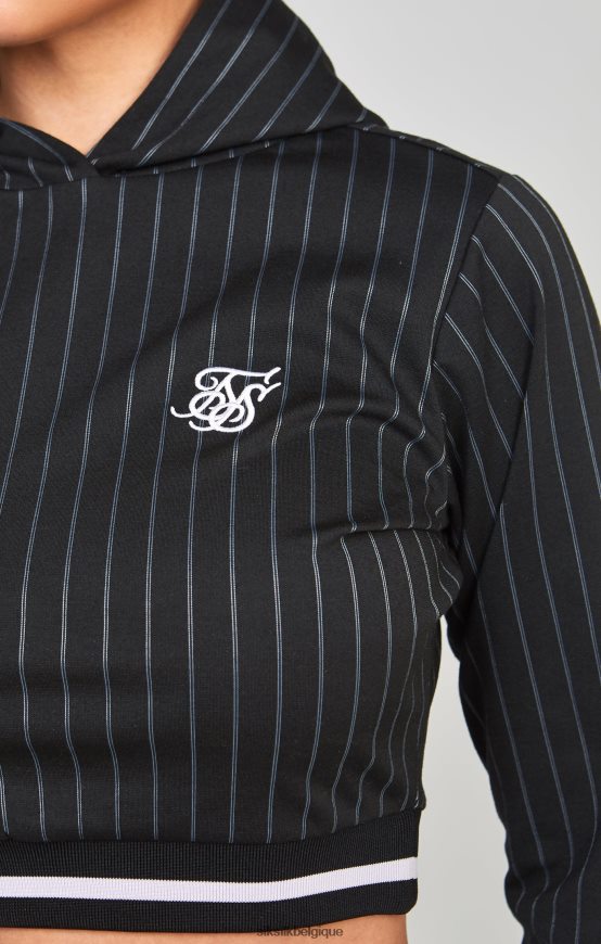 haut de survêtement court universitaire noir vêtements femmes SikSilk AS2ZD85
