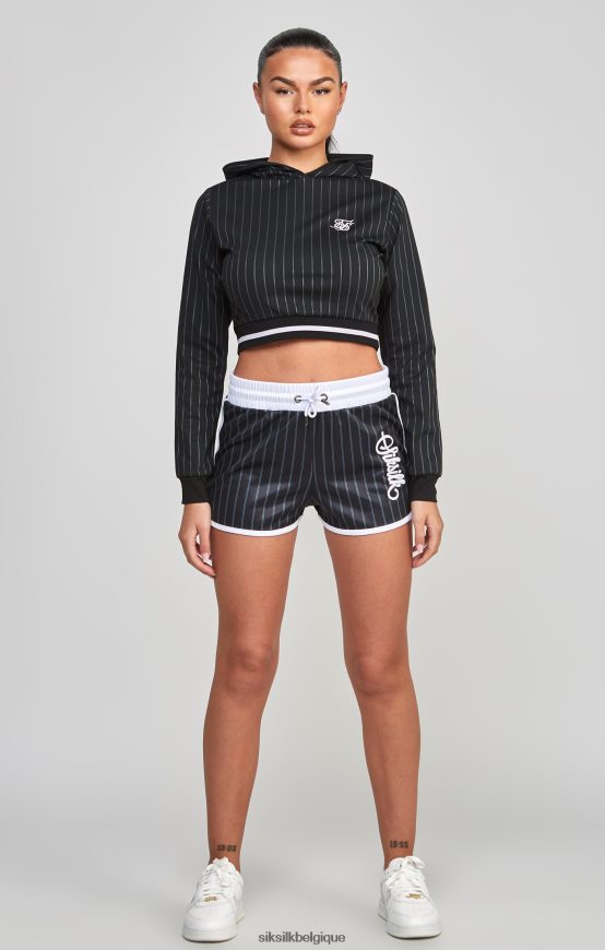haut de survêtement court universitaire noir vêtements femmes SikSilk AS2ZD85