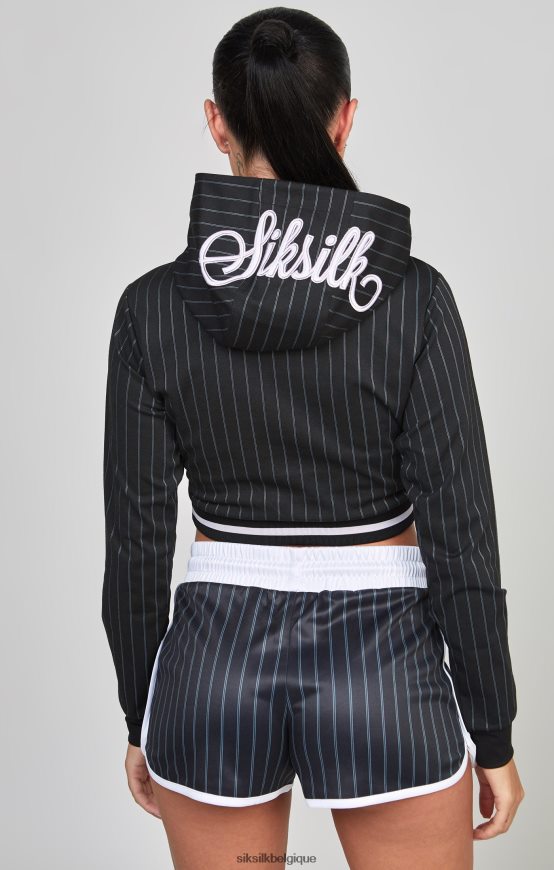 haut de survêtement court universitaire noir vêtements femmes SikSilk AS2ZD85
