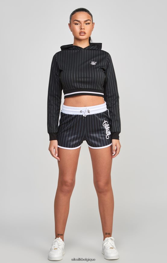haut de survêtement court universitaire noir vêtements femmes SikSilk AS2ZD85