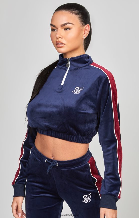 haut de survêtement en velours bleu marine vêtements femmes SikSilk AS2ZD112