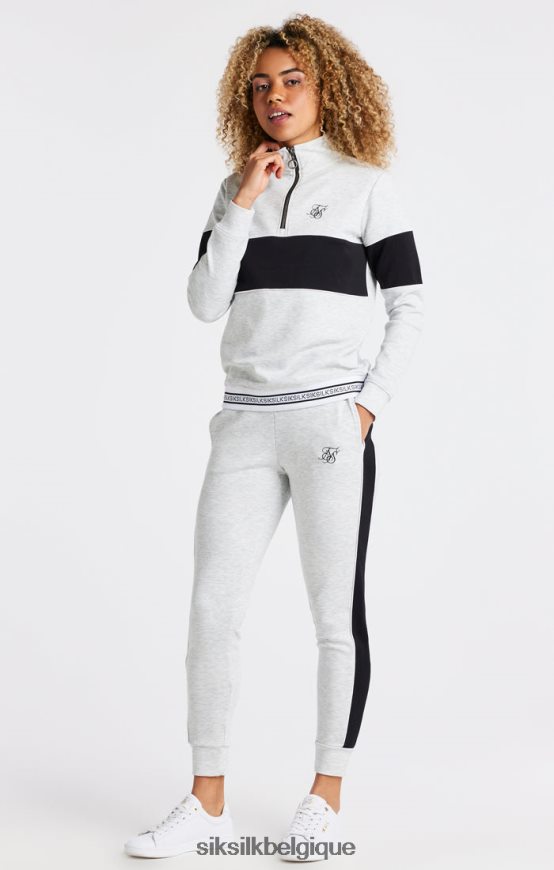 haut de survêtement gris chiné à zip 1/4 vêtements femmes SikSilk AS2ZD118