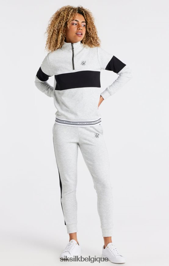 haut de survêtement gris chiné à zip 1/4 vêtements femmes SikSilk AS2ZD118