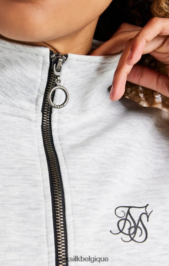 haut de survêtement gris chiné à zip 1/4 vêtements femmes SikSilk AS2ZD118