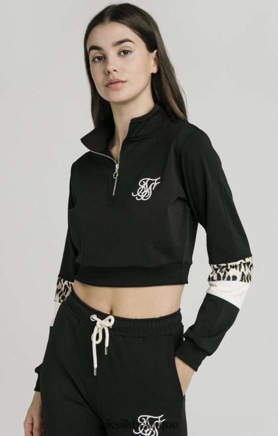 haut de survêtement quart de léopard - noir vêtements femmes SikSilk AS2ZD119