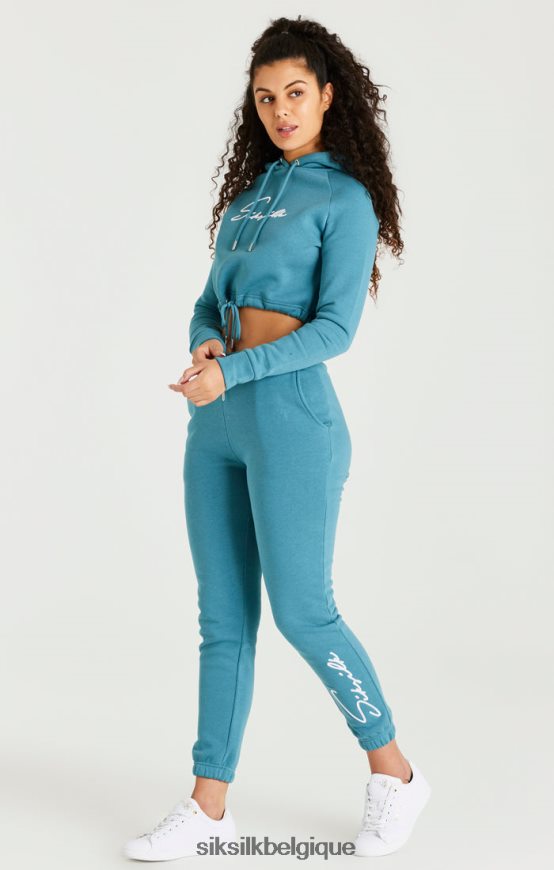 sweat à capuche court essentiel bleu sarcelle vêtements femmes SikSilk AS2ZD120