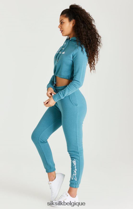 sweat à capuche court essentiel bleu sarcelle vêtements femmes SikSilk AS2ZD120
