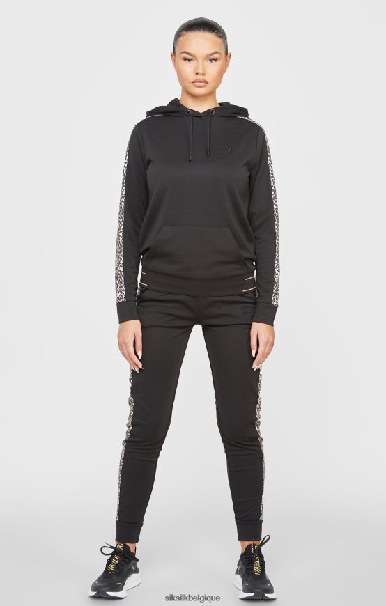 sweat à capuche noir à imprimé léopard vêtements femmes SikSilk AS2ZD80