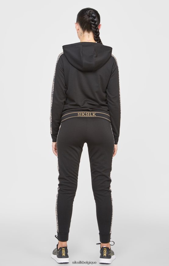 sweat à capuche noir à imprimé léopard vêtements femmes SikSilk AS2ZD80