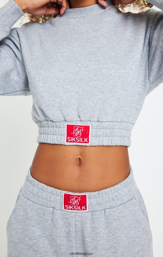 sweat court gris chiné vêtements femmes SikSilk AS2ZD90