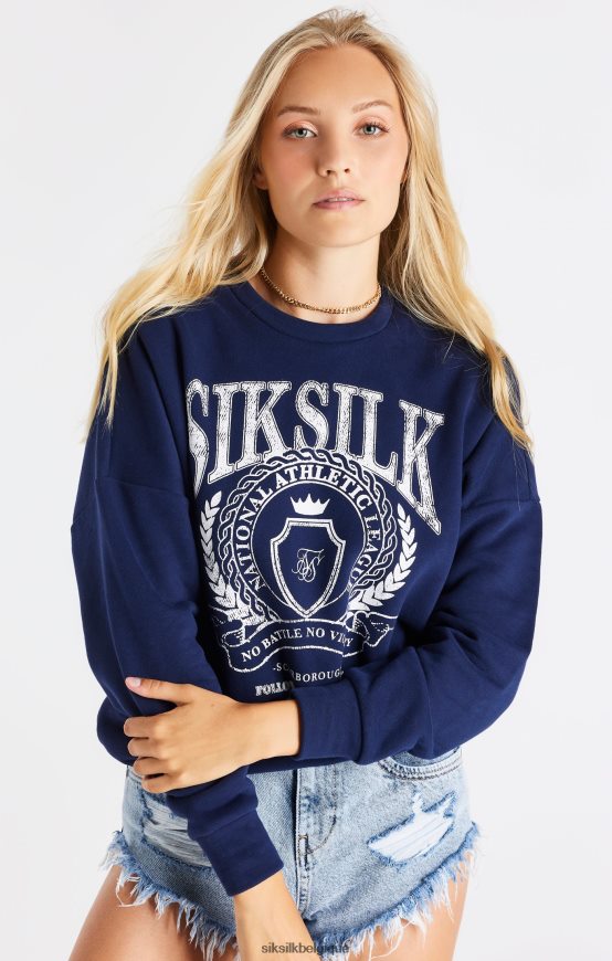 sweat oversize universitaire bleu marine vêtements femmes SikSilk AS2ZD93