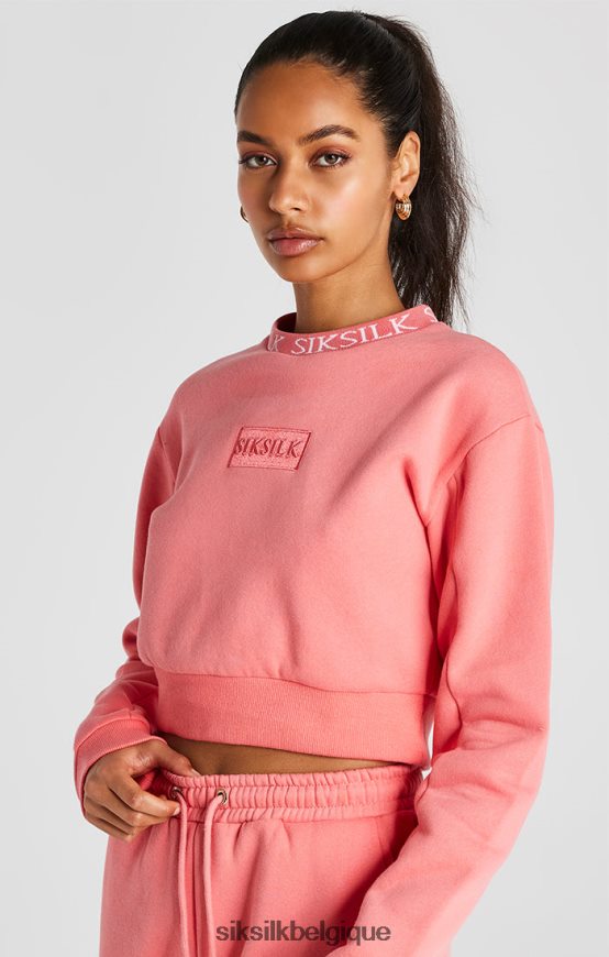 sweat ras du cou corail vêtements femmes SikSilk AS2ZD88