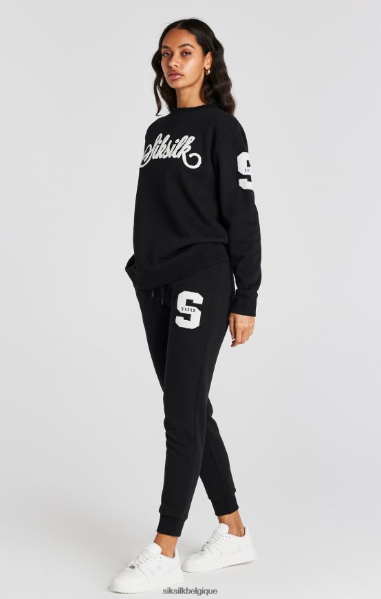 sweat-shirt noir à logo universitaire vêtements femmes SikSilk AS2ZD76