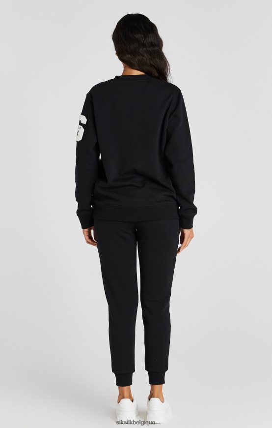 sweat-shirt noir à logo universitaire vêtements femmes SikSilk AS2ZD76