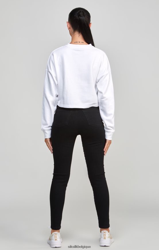 sweat-shirt universitaire court blanc vêtements femmes SikSilk AS2ZD84