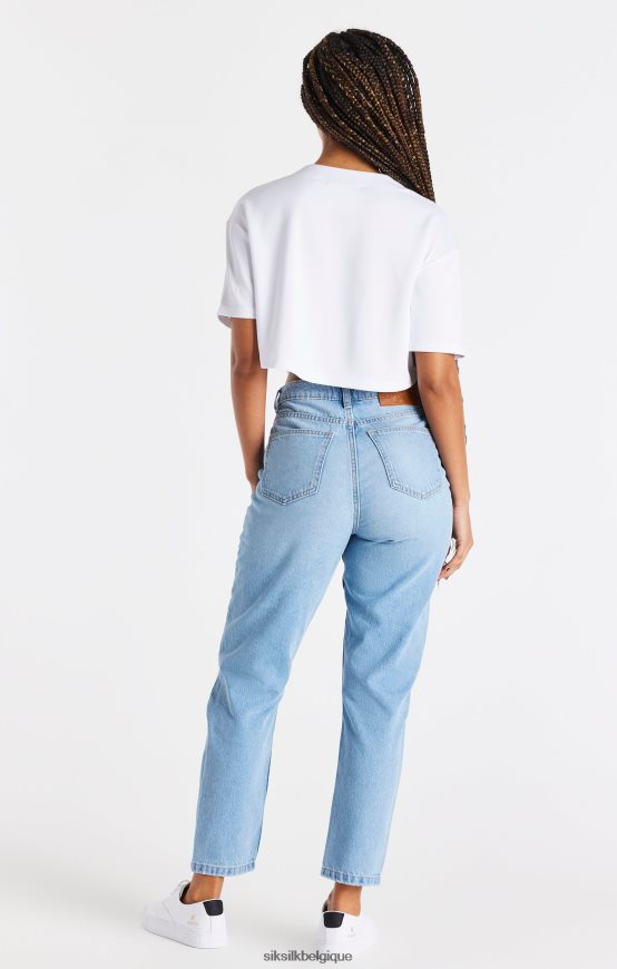 maillot court de baseball blanc vêtements femmes SikSilk AS2ZD50