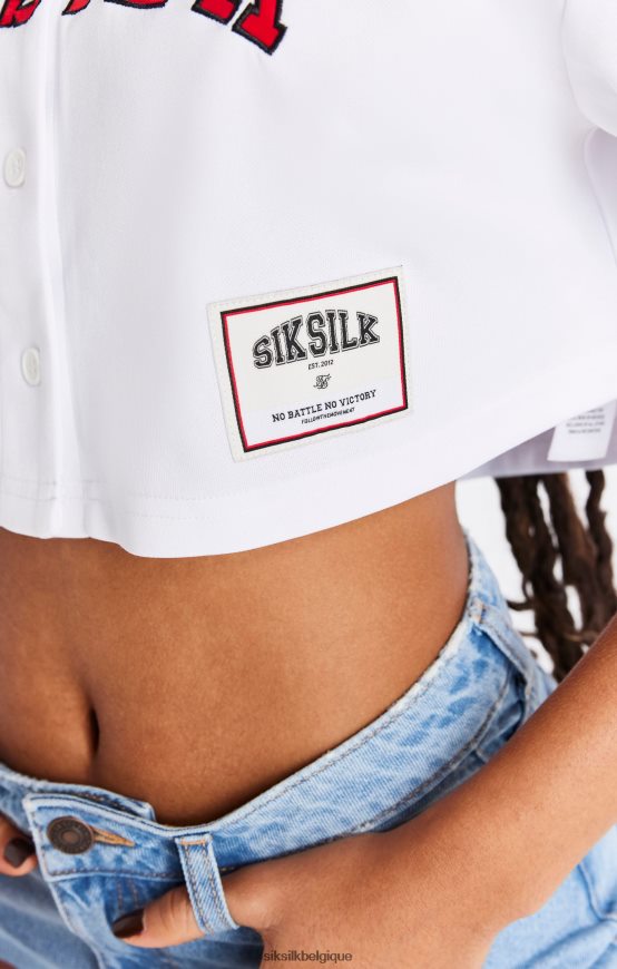 maillot court de baseball blanc vêtements femmes SikSilk AS2ZD50