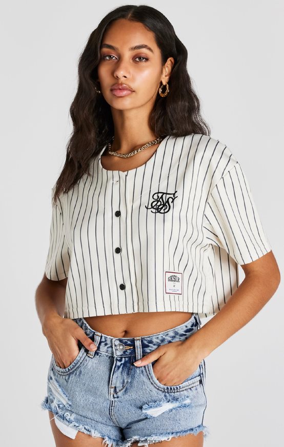 maillot de baseball court écru vêtements femmes SikSilk AS2ZD33