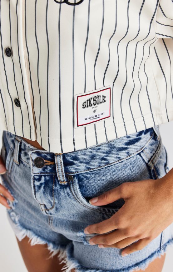 maillot de baseball court écru vêtements femmes SikSilk AS2ZD33