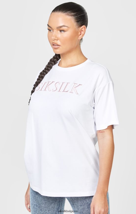t-shirt boyfriend brodé blanc vêtements femmes SikSilk AS2ZD69