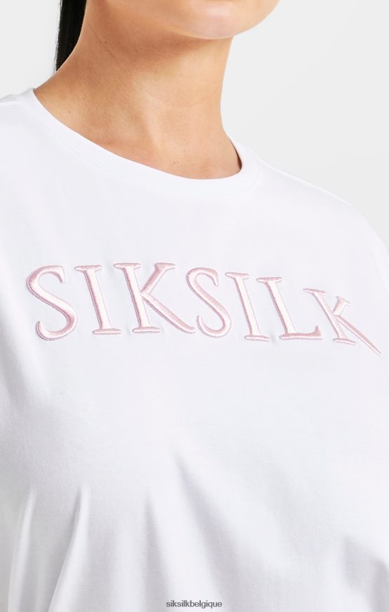 t-shirt boyfriend brodé blanc vêtements femmes SikSilk AS2ZD69