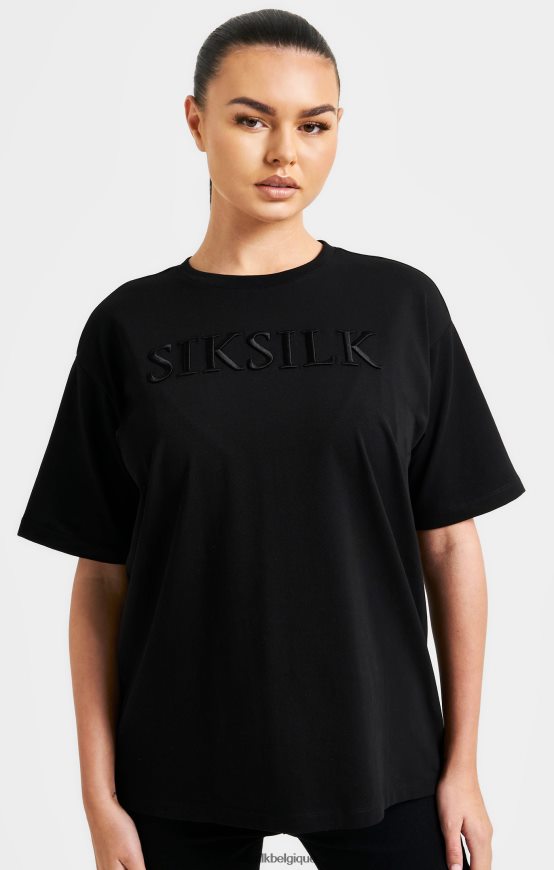 t-shirt boyfriend brodé noir vêtements femmes SikSilk AS2ZD52