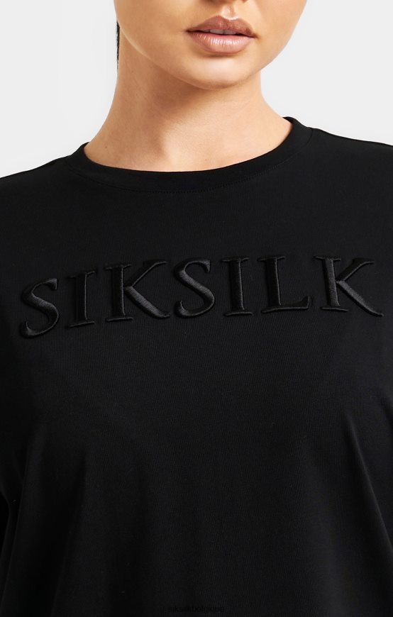 t-shirt boyfriend brodé noir vêtements femmes SikSilk AS2ZD52