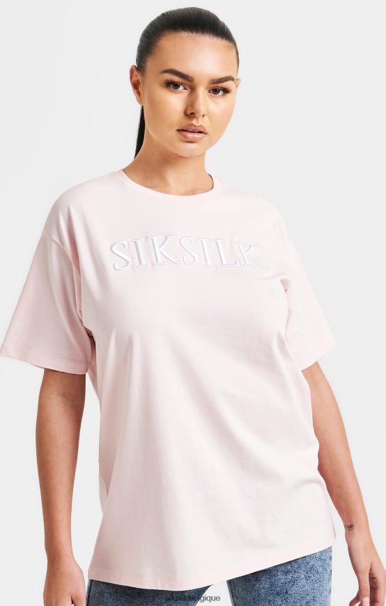 t-shirt boyfriend brodé rose vêtements femmes SikSilk AS2ZD63