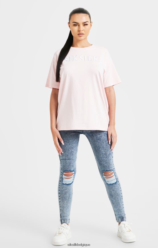 t-shirt boyfriend brodé rose vêtements femmes SikSilk AS2ZD63