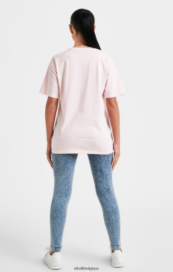t-shirt boyfriend brodé rose vêtements femmes SikSilk AS2ZD63