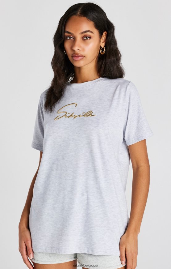 t-shirt boyfriend gris chiné signature vêtements femmes SikSilk AS2ZD48