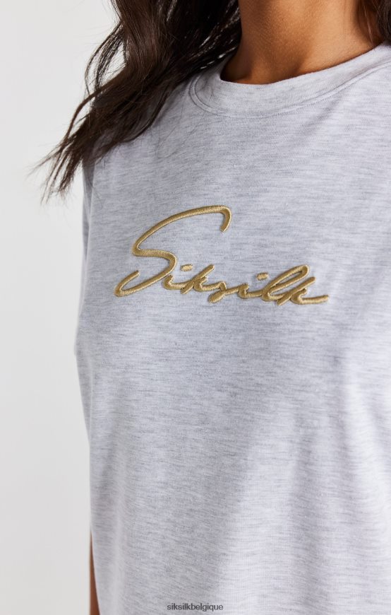 t-shirt boyfriend gris chiné signature vêtements femmes SikSilk AS2ZD48