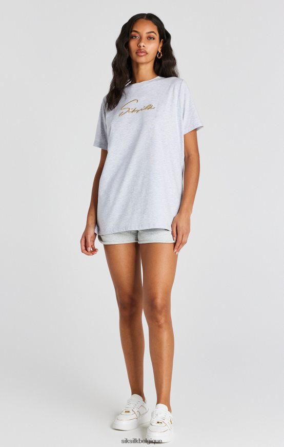 t-shirt boyfriend gris chiné signature vêtements femmes SikSilk AS2ZD48