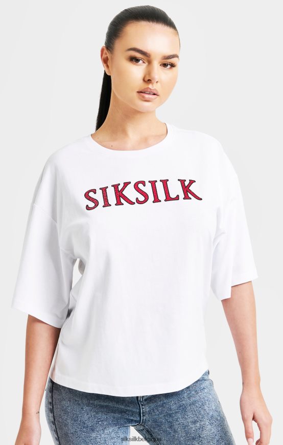 t-shirt court blanc scintillant vêtements femmes SikSilk AS2ZD35