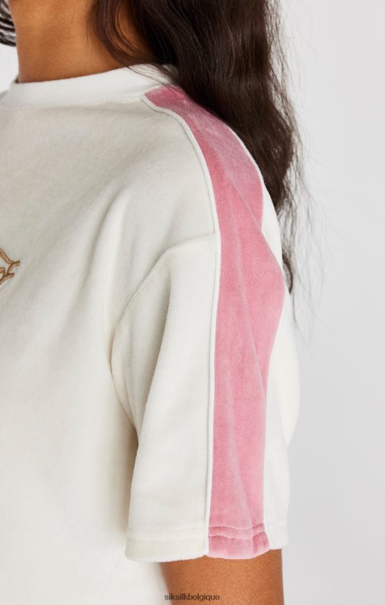 t-shirt court en velours écru vêtements femmes SikSilk AS2ZD38