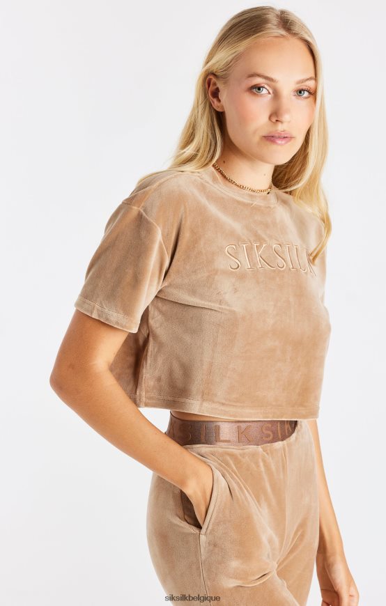 t-shirt court en velours doré vêtements femmes SikSilk AS2ZD42